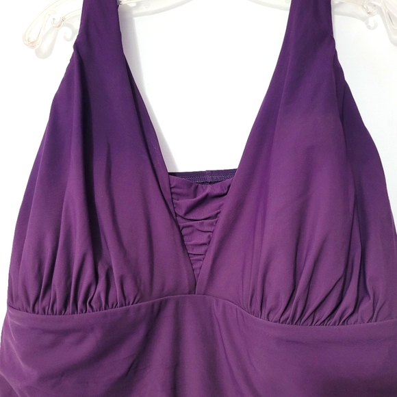 Lands' End Grecian One Piece Swimsuit With Tummy Control Plus Size 26 Purple - Picture 3 of 7